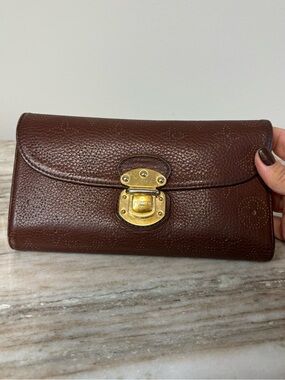 Louis Vuitton Mahina Leather Long Wallet Brown Perforated Monogram